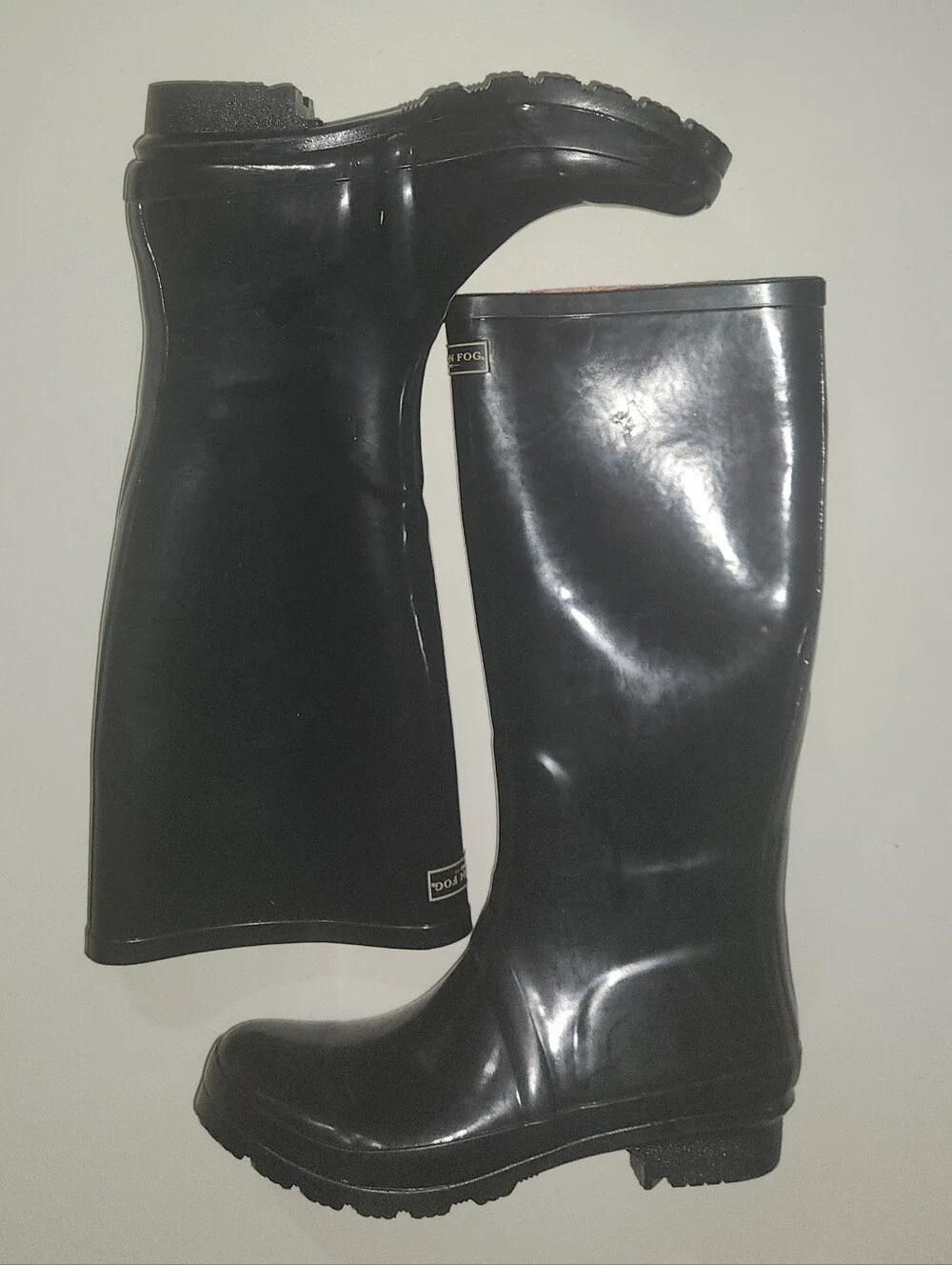 London Fog Tall Black Rain Boots Waterproof Women US Size 9